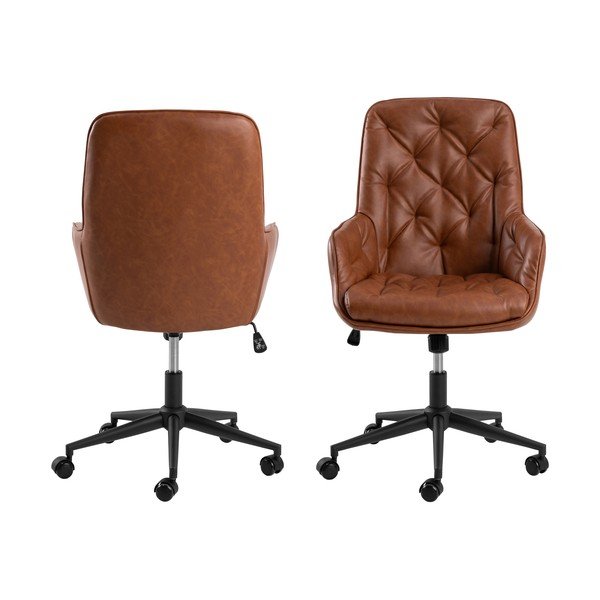 Scaun de birou maro coniac din imitație de piele Erik – Actona-image-3