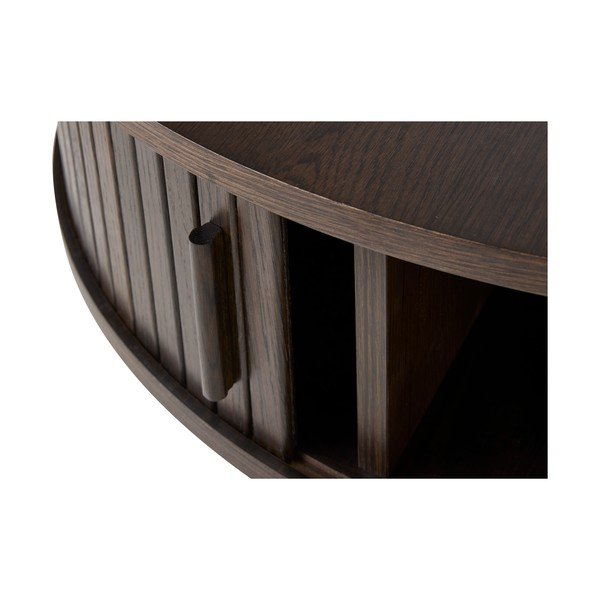 Măsuță de cafea în culoare naturală închisă rotundă cu aspect de lemn de stejar ø 85 cm Meta – Unique Furniture-image-4