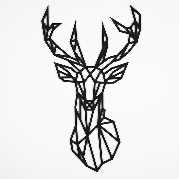 Decorațiune de perete Deer, 39 x 65 cm, negru