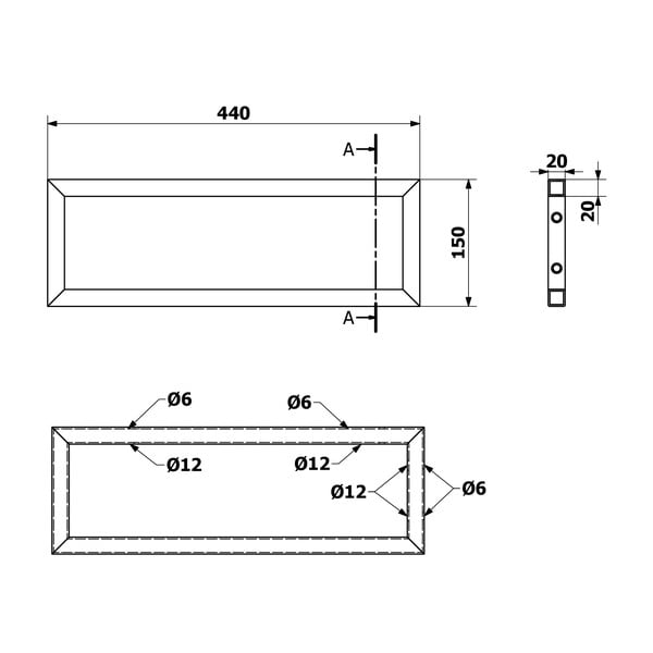 Suport pentru blat alb din oțel 49x2 cm – Sapho-image-1