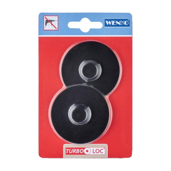 Set 2 adaptoare de perete autoadezive Wenko Turbo-Loc Classic Plus, negru