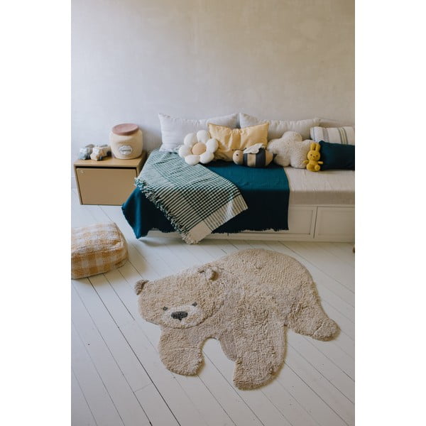 Covor pentru copii bej lavabil/țesut manual din bumbac 120x122 cm Bear – Lorena Canals-image-4