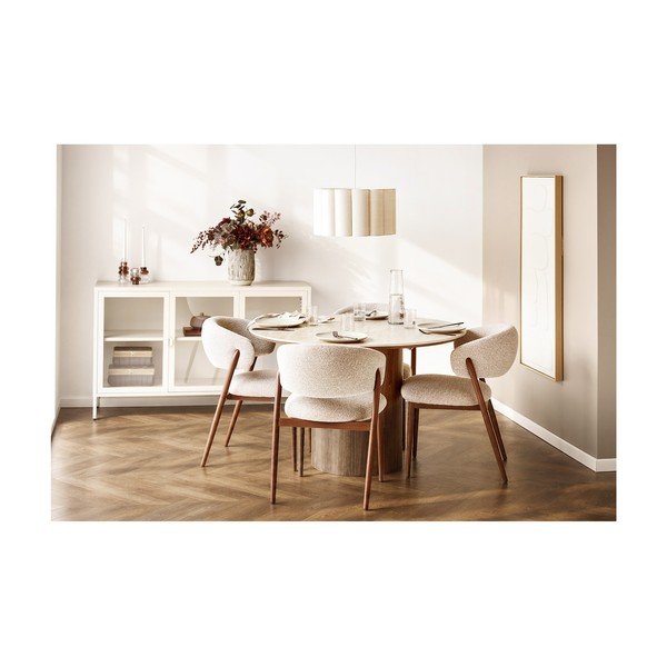 Vitrină crem din oțel 140x85x40 cm Brisbane – House Nordic-image-2