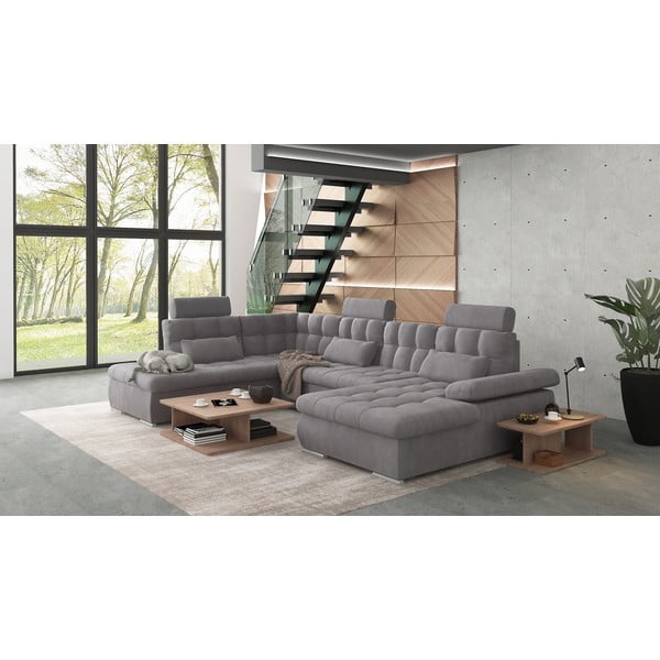 Colțar gri extensibil, cu spațiu de depozitare (cu colț pe partea stângă, în formă de "U") Merkur – Ropez-image-3