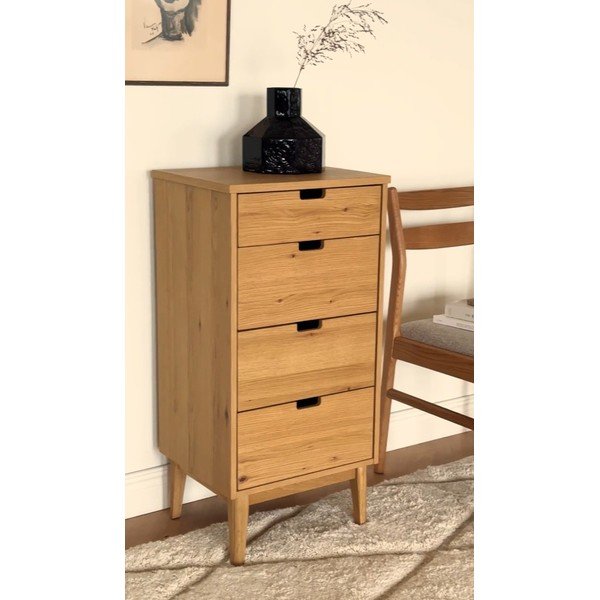 Comodă în culoare naturală din lemn de stejar 45x92x38 cm Garrison – Rowico-image-1