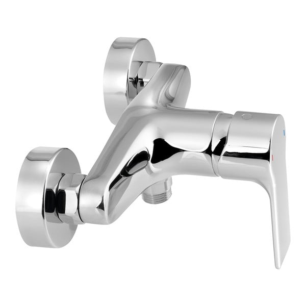 Baterie argintiu-lucios pentru duș cu montare pe perete (1 ieșire) Pax – Sapho-image-1