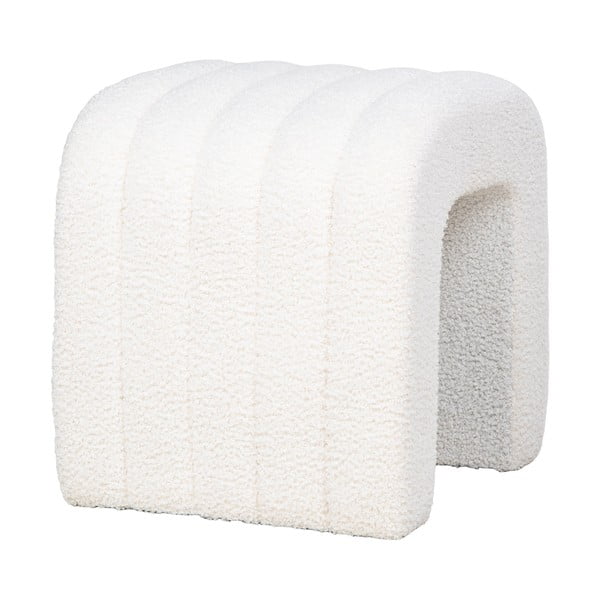 Taburet alb cu tapițerie din țesătură bouclé Colma – House Nordic-image-2