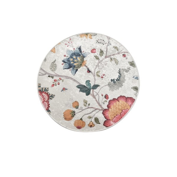 Covoraș de baie gri din catifea ø 100 cm Vintage Flower – Foutastic