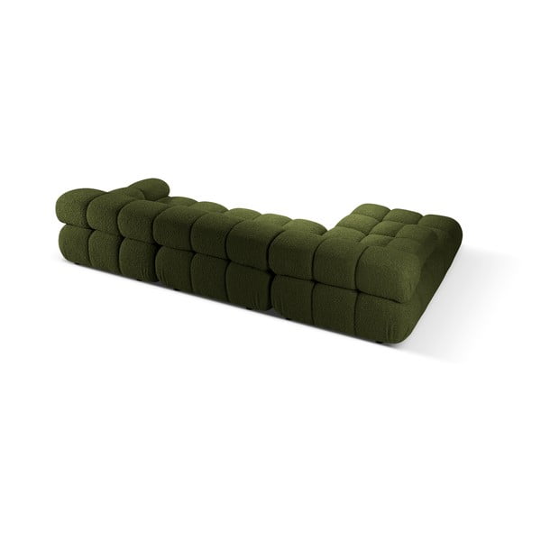 Colțar modular verde cu tapițerie din țesătură bouclé (cu colț pe partea stângă ) Bellis – Micadoni Home-image-4