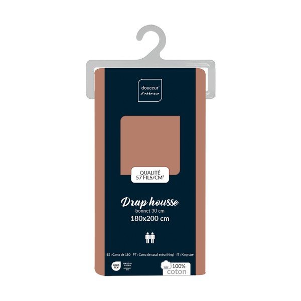 Cearceaf somon din bumbac cu elastic 180x200 cm Lina – douceur d'intérieur-image-2