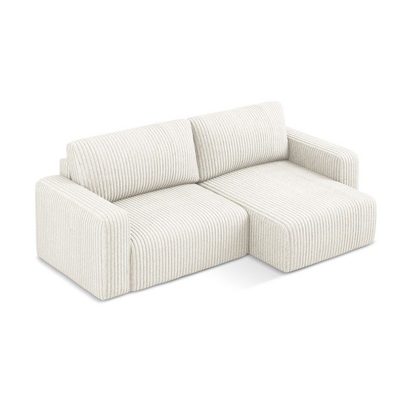 Colțar crem extensibil/cu spațiu de depozitare cu tapițerie din catifea reiată  (cu colț pe partea dreaptă/cu șezlong) Kona – Makamii-image-3