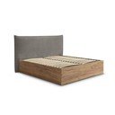 Pat matrimonial gri/taupe tapițat/din  placă aglomerată de lemn tapițat cu spațiu de depozitare cu somieră 180x200 cm Charlie – Bobochic Paris