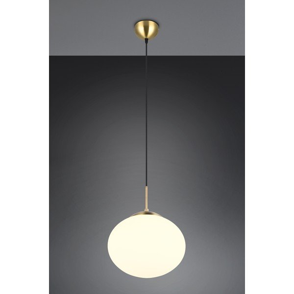 Lustră albă/aurie cu abajur din sticlă ø 30 cm Fomento – Trio-image-1