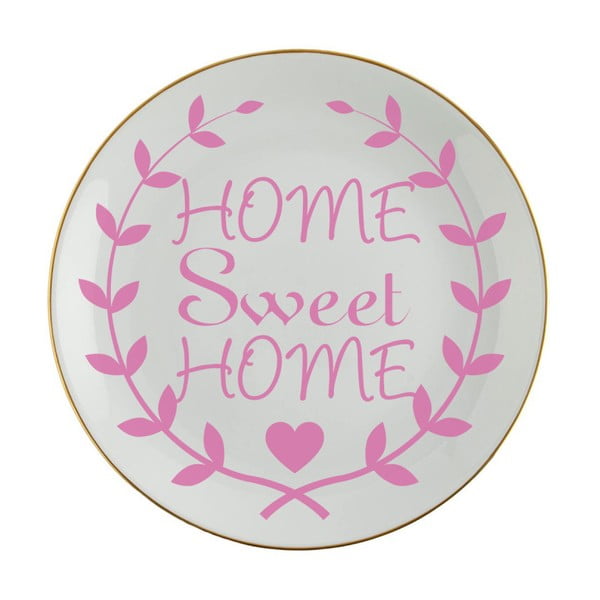 Farfurie din porțelan Vivas Home Sweet Home, Ø 23 cm, roz - alb