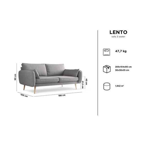 Canapea Kooko Home Lento, 198 cm, bej-image-4