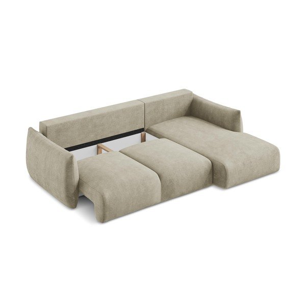 Colțar bej extensibil cu tapițerie din chenille (cu colț pe partea dreaptă/cu șezlong) Leila – Makamii-image-4