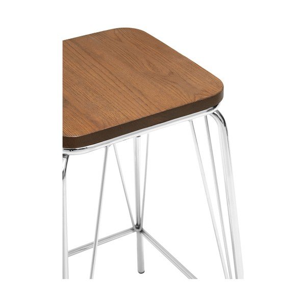 Scaun tip taburet argintiu/în culoare naturală din lemn de ulm District – Premier Housewares-image-4