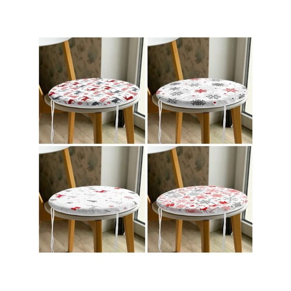 Perne de scaun 4 buc. ø 40 cm  cu model de Crăciun Snowflakes – Mila Home-image-3