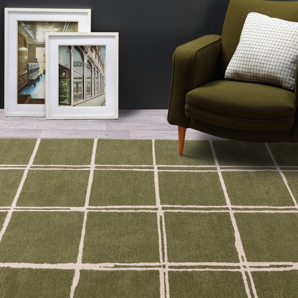 Covor verde țesut manual din lână 160x230 cm – Asiatic Carpets-image-1
