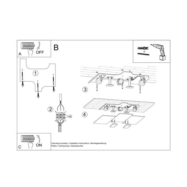 Plafonieră albă cu abajur din sticlă 42x40 cm Veronica – Sollux-image-2