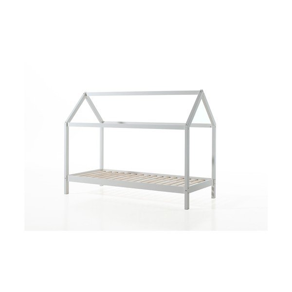 Pat pentru copii  alb de tip casă/cu extensie suplimentară din lemn masiv de pin cu spațiu de depozitare 90x200 cm DALLAS – Vipack-image-2