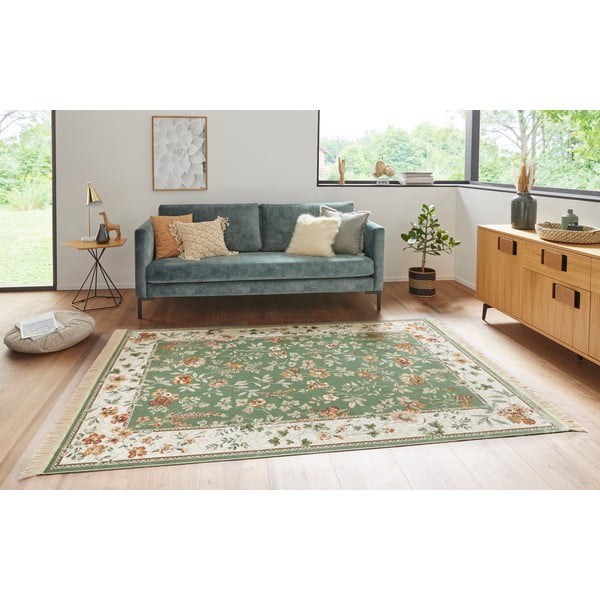 Covor verde/crem din viscoză 135x195 cm Oriental – Nouristan-image-1