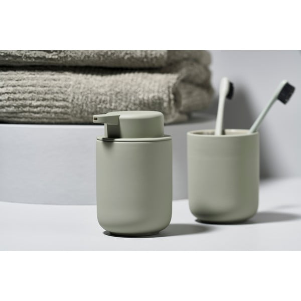 Perie din ceramică pentru toaletă Zone Eucalyptus, gri verde-image-1