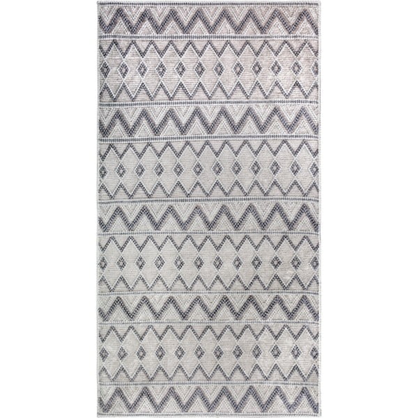 Covor tip traversă gri lavabil 80x200 cm Zig Zag – Vitaus