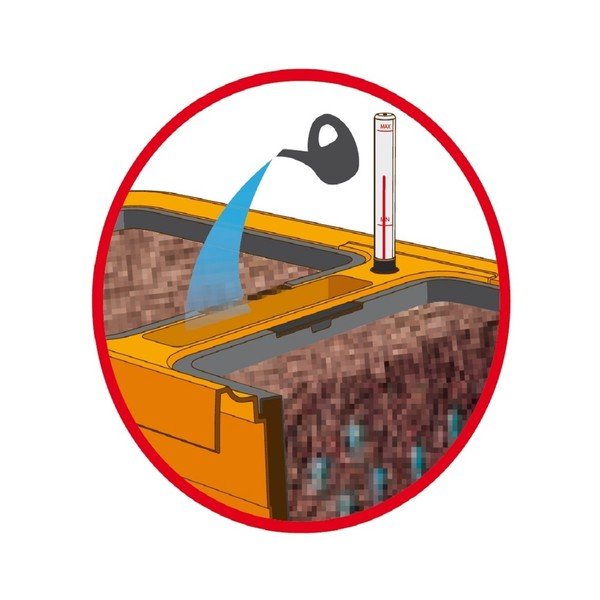 Ghiveci dreptunghiular de volum mare cu sistem de auto-irigare Plastia Berberis TRIO, 72 l, maro ciocolatiu-image-3