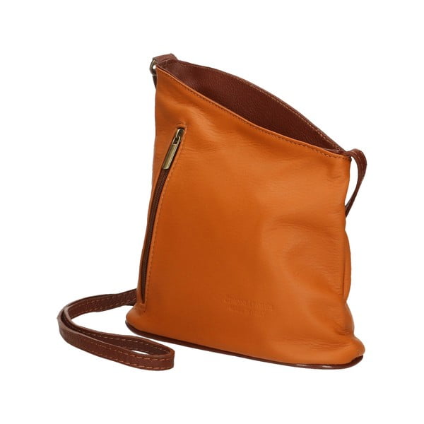 Geantă de mână din piele maro coniac Chicca Borse Garturo-image-3