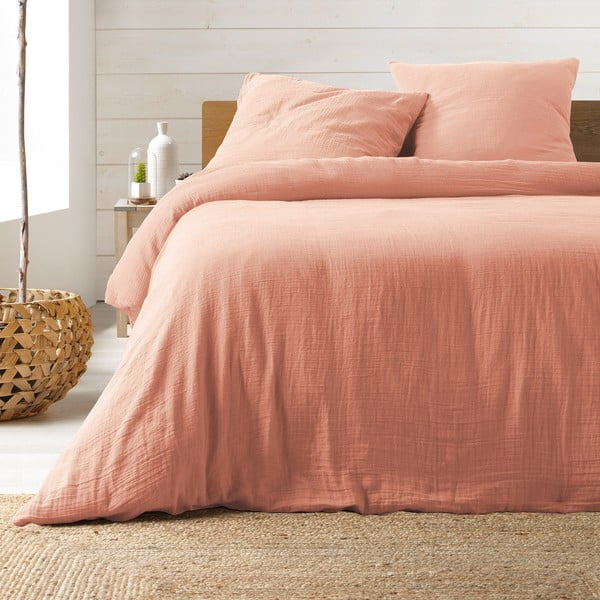 Lenjerie de pat roz din muselină pentru pat dublu/extinsă 240x260 cm Angelia – douceur d'intérieur