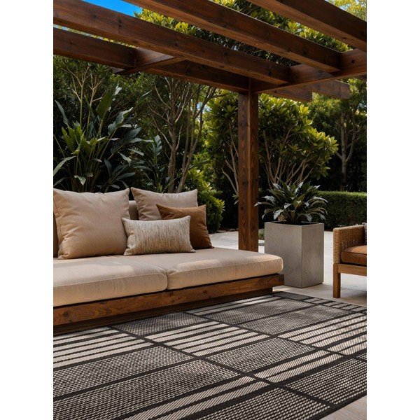 Covor pentru exterior și interior negru/crem 200x300 cm Haringey Allington – Ted Baker-image-1