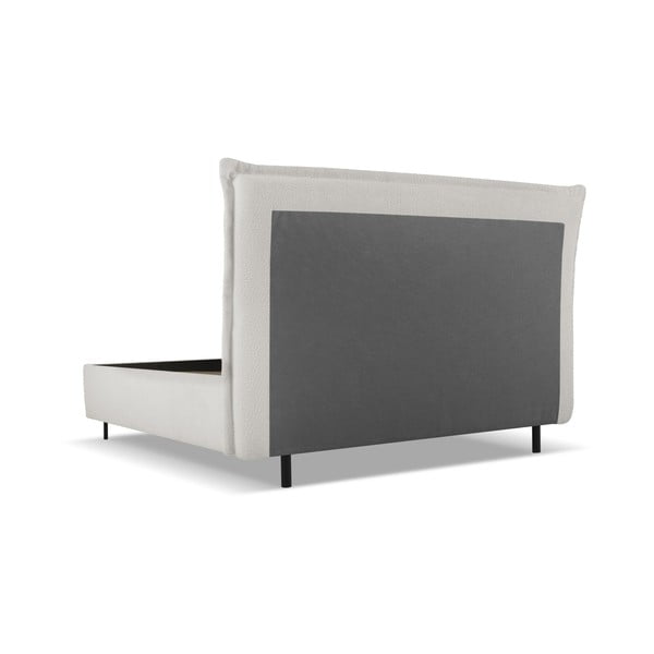 Pat matrimonial gri deschis tapițat cu spațiu de depozitare cu somieră 160x200 cm Armie – Milo Casa-image-3