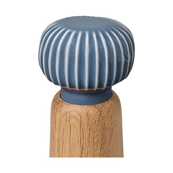 Râșniță pentru condimente din lemn de stejar cu detalii din porțelan Kähler Design Hammershoi, înălțime 17,5 cm, gri-albastru-image-2