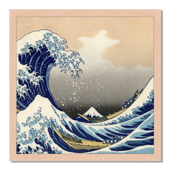 Tablou înrămat Liv Corday Asian Hokusai Wave, 40 x 40 cm