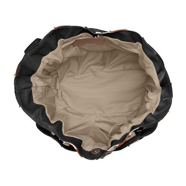 Geantă din piele Chicca Borse Jenn, maro caramel-negru-image-2