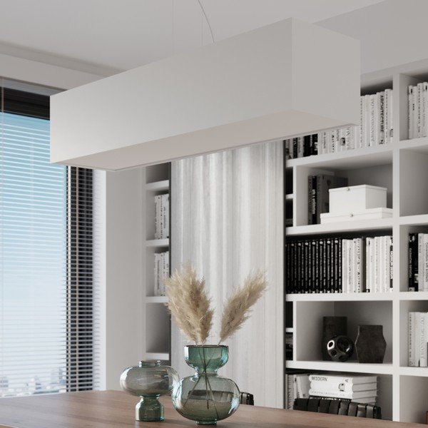 Lustră albă cu abajur din sticlă textil Gryfin Bis – Sollux-image-1