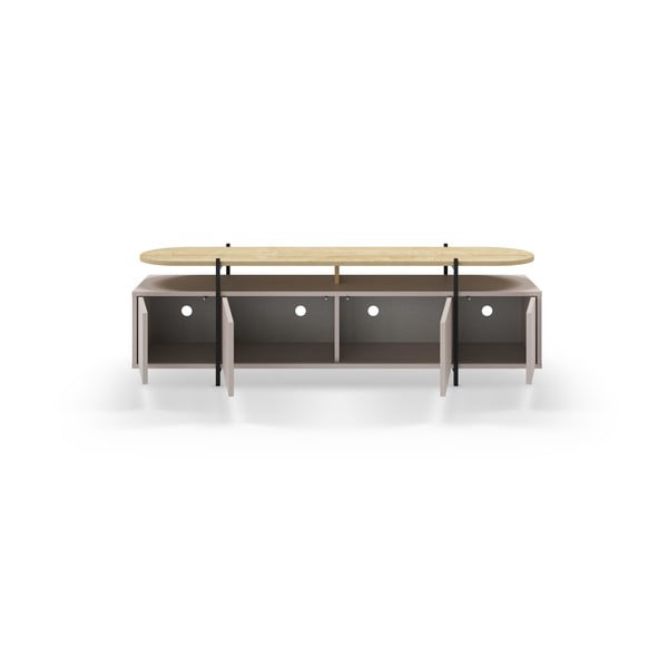 Masă TV gri/bej cu aspect de lemn de stejar 160x48 cm Hinoa – Marckeric-image-3