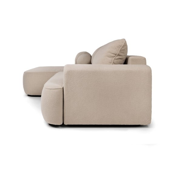 Colțar bej extensibil cu tapițerie din țesătură bouclé (cu colț pe partea stângă ) Quinoa – Bonami Selection-image-3