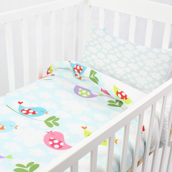 Husă pilotă și pernă din bumbac pentru copii , Mr. Fox Little Birds 100 x 120 cm-image-3