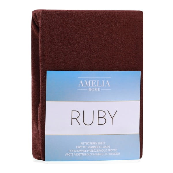 Cearceaf maro din frotir cu elastic 180x200 cm Ruby – Restilo-image-2
