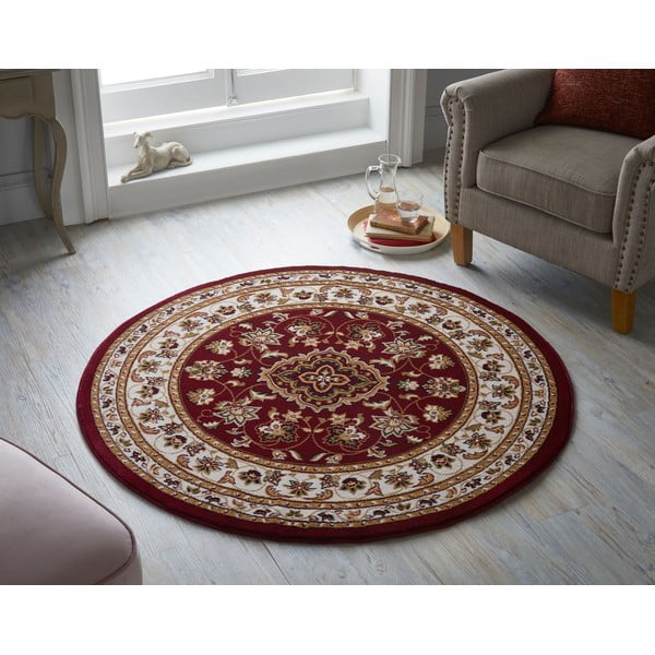 Covor roșu rotund 133x133 cm Sherbone – Flair Rugs-image-1