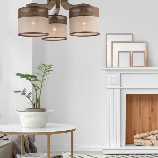 Plafonieră maro închis cu abajur textil ø 16 cm Andrea – LAMKUR-image-2