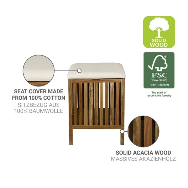 Coș de rufe în culoare naturală închisă din lemn 38 l Fondi – Wenko-image-2