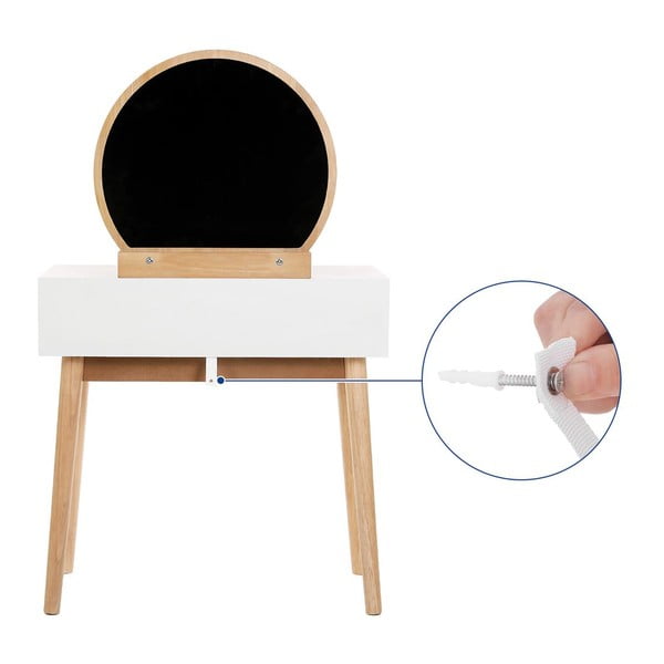 Măsuță de toaletă din lemn cu oglindă, scaun și două sertare Songmics-image-2