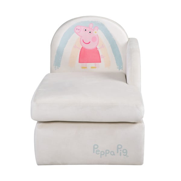 Canapea pentru copii albă cu tapițerie din catifea 75 cm Peppa Pig – Roba-image-3