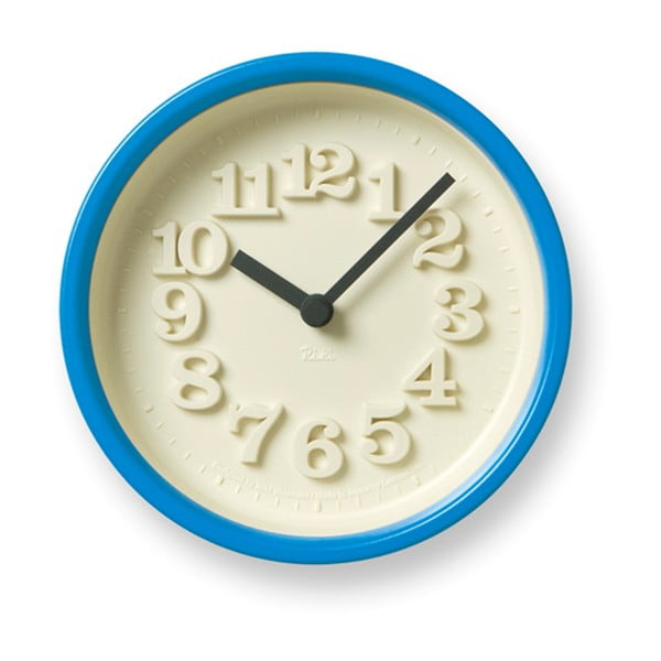 Ceas de perete Lemnos Clock Chiisana, ⌀ 12,2 cm, ramă albastru deschis 