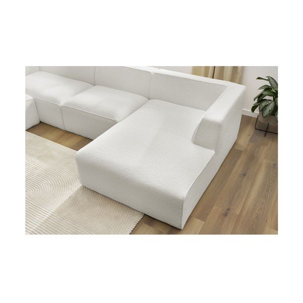 Colțar modular alb cu tapițerie din țesătură bouclé (cu colț pe partea stângă/în formă de "U") Megeve – Bobochic Paris-image-3