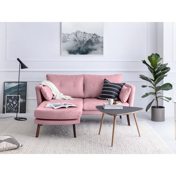 Canapea cu 3 locuri Mazzini Sofas Elena, cu șezlong pe partea stângă, roz deschis-image-1