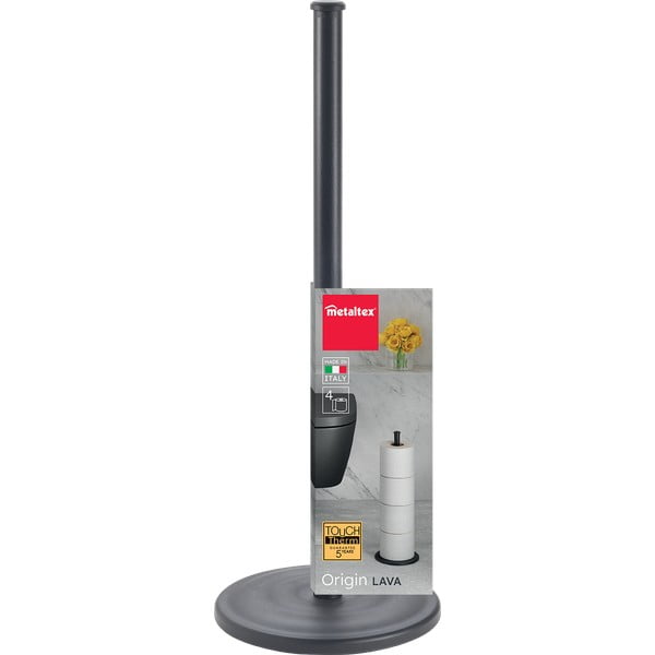 Suport pentru hârtie igienică negru mat din oțel Lava – Metaltex-image-3